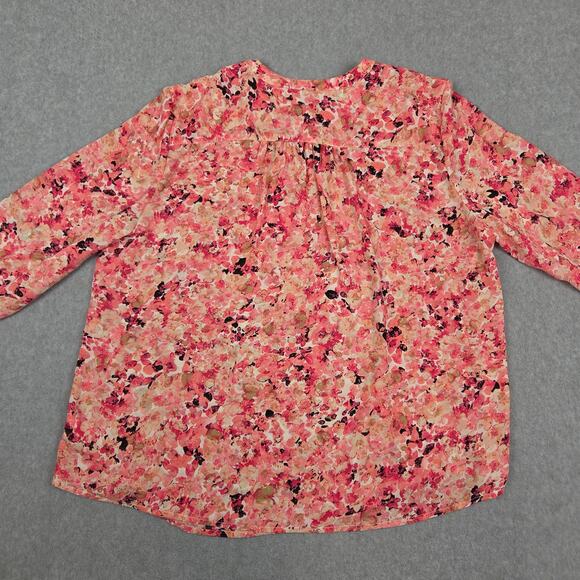 The Limited XL Pink Floral Popover Long Sleeve Blouse - Picture 4 of 10